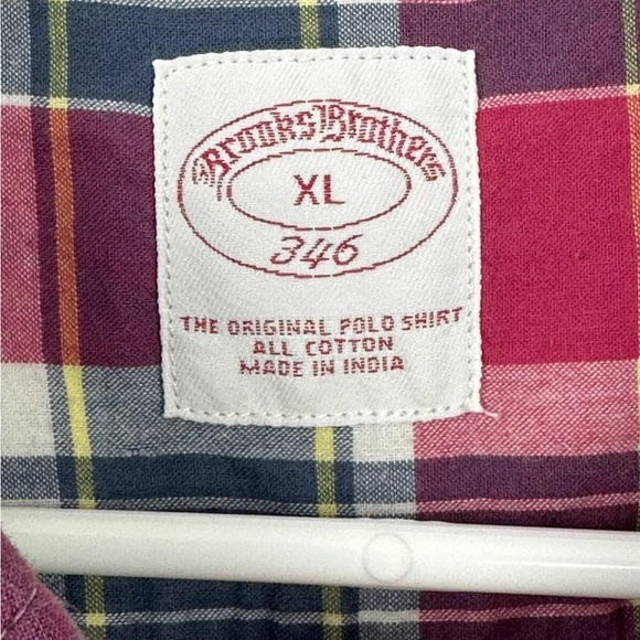 Brooks Brothers 346 The Original Polo Shirt Long Sleeve Plaid Men’s Size XL - Picture 4 of 4